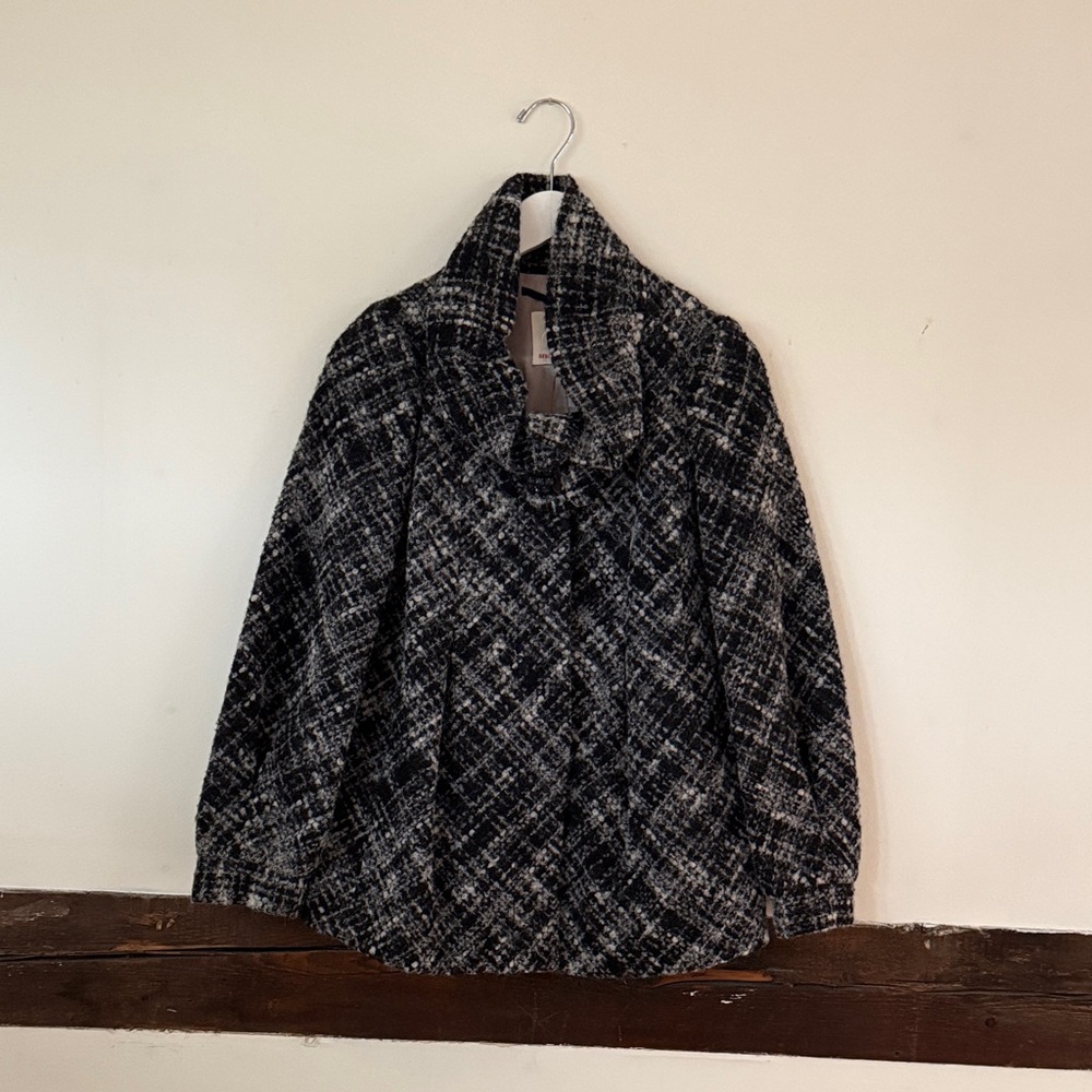 Rebecca Taylor Black and White Plaid Car Coat, size 2
